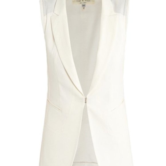 Rag & Bone "Finn"  Cotton/Leather White Vest - Picture 3 of 9